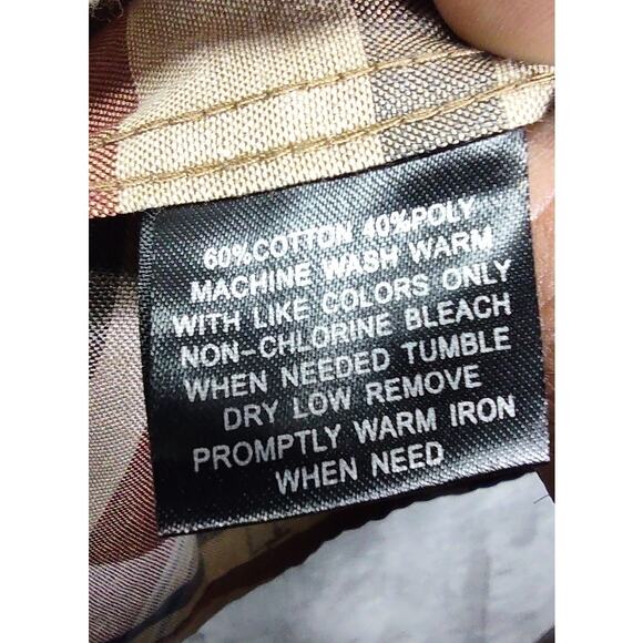 Red Ape Mens Plaid Button Down Gold Buttons Long Sleeve Dress Shirt Size 2XL MCM - Picture 10 of 11